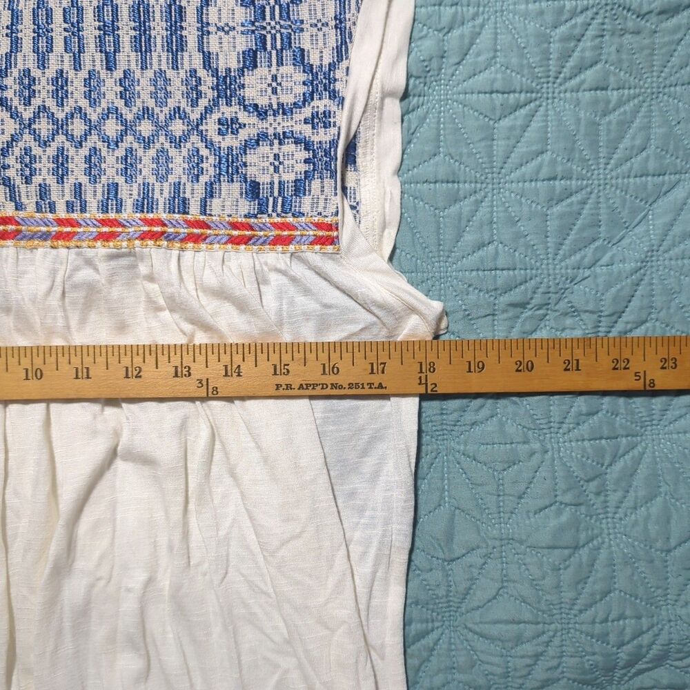 Tularosa Embroidered Yoke Memphis Top Ivory Jersey Knit Elastic Hem Blouson S - Picture 6 of 7